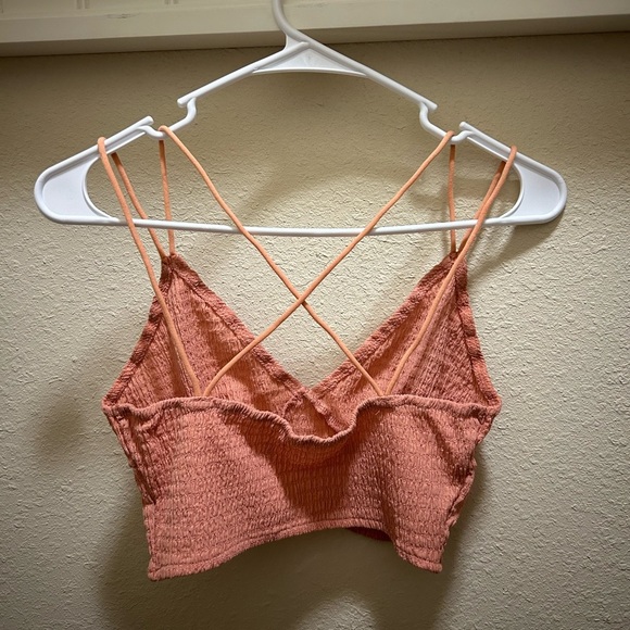 Peach Smocked Crop Top - Picture 2 of 2